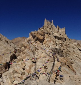 The remains of Shey fort that offered historic refuge above Shey gompa, south of Leh and near Thiksey/Tikse, Ladakh.