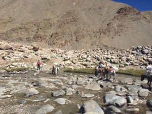Setting off with the pony man and Numgail, we creek a glacier melt stream flowing down from Taglang la