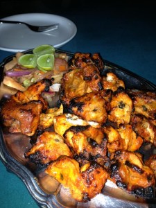 A full order of the delicious tandoori cooked chicken tikka, from the Budshah Inn restaurant in Leh, Northern Indian