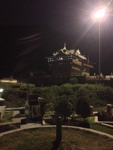 The temple at Bhimakali in Sarahan at night. It is cool out and back at my guesthouse, it again at night is cold. Sarahan is much cooler than when I first reached Jeori and motored up in the daylight.