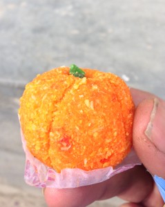 Happy Halloween! A pumpkin inspired sweet from a shop near the bus station on the south side of the creek that divides the town into halves (old town and new kaza). Old Town had an powerless internet cafe (too few tourists to bother turning the generators on), a metal shop, an automotive shop, bus stands and another large grocery type bazar.