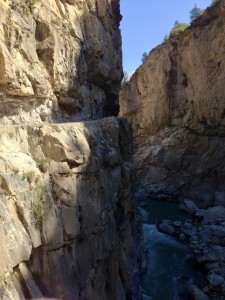 Looking back. The Satluj cascades below me to the right, and you can see where I've just motored along the shelf to the left.
