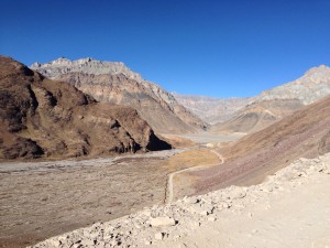 Reaching the Spiti river at last, it is wide and vastly empty country.